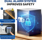 BlackSmith Biometric Safe Box 2.2 Cub Quick Access Home Security Safe with LCD Display Dual Alarm System Adjustable Shelves Wall Mount Lock Box for Home Office Hotel, Black