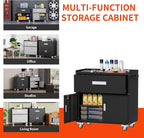 Metal Garage Storage Cabinet with Wheels ，Rolling Toolbox with Lockable Drawer, Utility Cabinet for Home, Office, Garage and Workshop (Black)