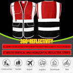 BeautyWill Custom Safety Vest Customized Logo Class 2 High Visibility Reflective Vest with Pockets Construction workwear