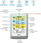 Indoor Outdoor Thermometer Wireless with 3 Sensors, 4.5 Inch Display with 330ft Range and Adjustable Backlight (Colorful)