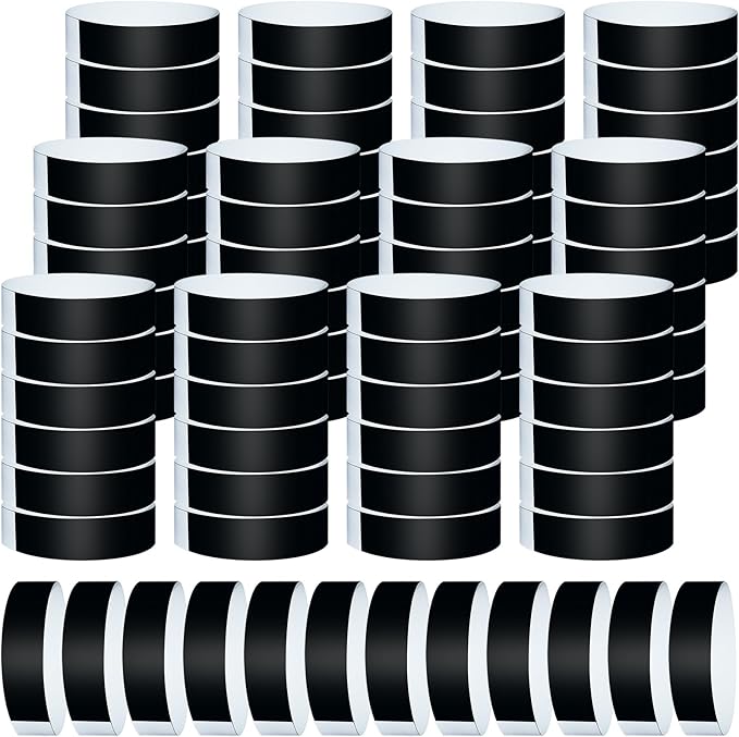 1200 Pcs Plastic Paper Wristbands for Events Neon Color Wrist Bands Concert Identification Wristbands Paper Bracelets Wristbands Party Hand Bands (Black)