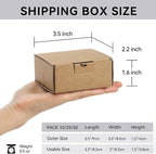 Small Shipping Boxes 3.5x2.2x1.6 Inches, 25-Pack Brown Corrugated Cardboard Boxes for Mailing, Storing, Gift Packaging