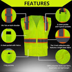 FONIRRA 3 Pack Hi Vis Safety Vest for Men with 8 Pockets,Hi Vis Reflective Mesh Vest for Men for Construction