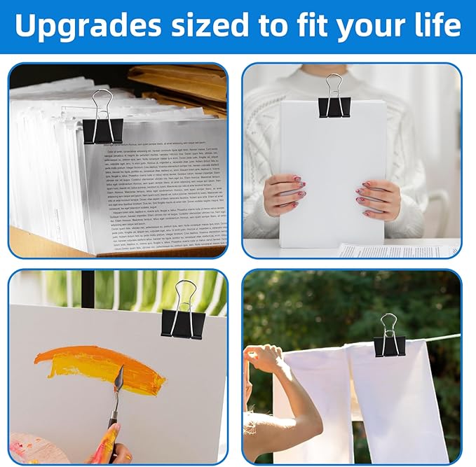 Jumbo Binder Clips 3 inch,75mm Width,10 Pack Extra Large Binder Clips for Office,School and Home Organization,Black