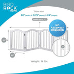INTERNET'S BEST Arched Top Dog Gate | 4 Panel, 24" H Wooden Pet Barrier for Dogs or Cats | Freestanding Folding Room Divider for Doorways, Hallways, Stairs, and Porch | Portable, Extra Wide | White