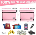 Fireproof Bag with 5200℉ Thermal Insulated, Waterproof Fireproof document bag with Zipper, Fireproof Money Bag for Cash, Fireproof Safe Bags for Home Safe Bank Valuable Documents (Pink, 11"x7.7")