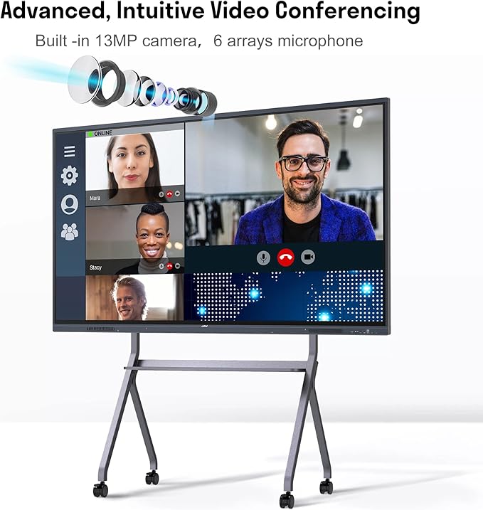 JAV Smart Board, 86'' 4K UHD Interactive Whiteboard, All in One Smartboard for Office, Digital Smart Whiteboard Built in Dual System and 13MP Camera for Classroom (Board Only)