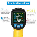 MESTEK Infrared Thermometer Gun, Non-Contact Digital Laser Thermometer Temperature Gun with Probe for Cooking, Home Repairs, IR Temp Gun with Humidity Sensor, Adjustable Emissivity -58°F to 1472°F