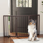 Dog Gates for Doorways, Tall Dog Gate Indoor, Foldable Pet Gates for Doorways Bedroom, Freestanding Puppy Gate with Metal Support Feet, Room Divider,3 Panels (Brown)