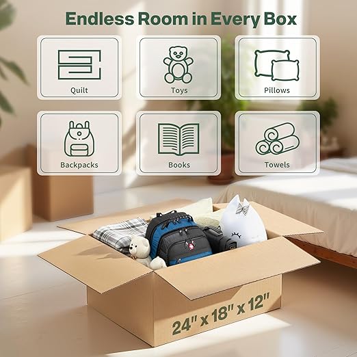 24x18x12 Shipping Boxes Large Moving Boxes, 25 Packs Corrugated Cardboard Boxes Shipping Box for Business Packaging Box