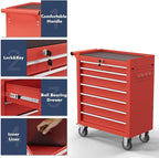 7-Drawer Tool Chest,Rolling Tool Cart with Wheels,High Capacity Tool Cabinet with Locking System for Garage, Warehouse, Workshop-Red