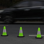 OrangeStar 12" Traffic Cones 6-Pack, Green Safety Cones with Reflective Collar & Heavy Duty Base for Driving Practice, Parking Lots, Roadwork, Construction, Indoor & Outdoor Use