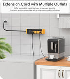 CCCEI CCCEI 2PCS Heavy Duty Power Strip Surge Protector 20 AMP Individual Switches. 15FT 12 Gauge Extension Cord with Multiple Outlets. Garage, Shop, Industrial Wall Mount Electric Extender, Yellow.
