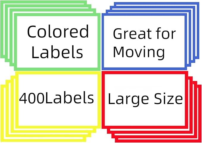 400 Large Moving Labels for Boxes Color-Coded Label Stickers Packing Labels for Moving 6 x 4 Colored for Home Organization Projects, Bins, Kitchen Storage Containers