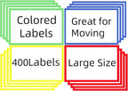 400 Large Moving Labels for Boxes Color-Coded Label Stickers Packing Labels for Moving 6 x 4 Colored for Home Organization Projects, Bins, Kitchen Storage Containers