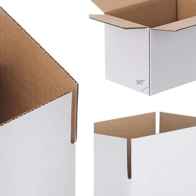 FARRAY Shipping Boxes 6x4x4 inches (Inner Size), 50 Pack Sturdy Kraft Corrugated Small Cardboard Boxes for Mailing Packing, White