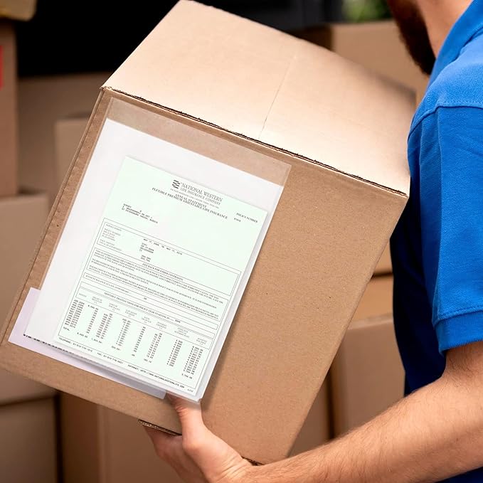 ABC Packing List Envelopes, 9.5 x 12 Inch. 500 Pack 2 Mil Polyethylene Clear Self Adhesive Shipping Label Sleeves. Plastic Shipping Label Pouches for Invoice and Efficient Order Management