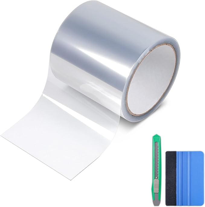 Lypumso Clear Vinyl Wrap Tape, Car Door Edge Guard Door Sill Protector, Transparent Paint Protection Film for Most Cars Rearview Mirror Handle Bumper Window Stair (Clear, 4inch x 30ft)