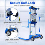 70" 500lbs Material Lift Winch Stacker, Hand Winch Lift Truck with Adjustable Straddle Leg, Manual Material Lifter Pallet Stacker for Contractor, Workshop, Industrial, 42.90" L x 43.30" W