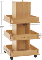 BarberPub Multi-Functional Kitchen Trolley with Lockable Wheels, 3-Tier Tool Storage Organizer, Mobile Cart for Kitchen, Craft Room, Living Room, Office 2038 (Oak)