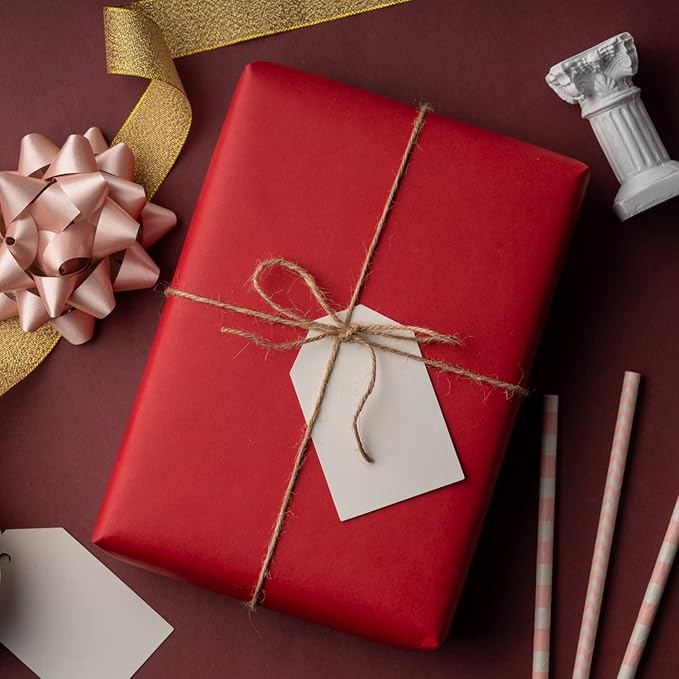 RUSPEPA Red Kraft Paper Roll - 36 inches x 100 feet - Recyclable Paper Perfect for Wrapping, Craft, Packing, Floor Covering, Dunnage, Parcel, Table Runner, Christmas Gifts