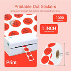 1 Inch Circle Dot Stickers 1000 PCS Color Coding Thermal Labels Dots Writable Printable Small Round Stickers for Office, Classroom, Inventory, Garage, Organizing Storage, Fluorescent Red
