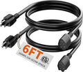 HUANCHAIN 6 FT（2 Pack） 16 Gauge Black Indoor Outdoor Extension Cord Waterproof, Flexible Cold Weather 3 Prong Electric Cord Outside, 13A 1625W 125V 16AWG SJTW, ETL Listed