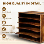 EMERIT Paper Organzier Wood Desktop Organizer Storage Letter Tray File Sorter with Adjustable Shelves for Home Office