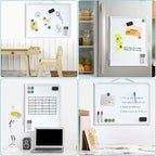 MaxGear Double-Sided Dry Erase Board for Wall, 16"x12" Hanging Whiteboard, Small Dry Erase White Board with 3 Markers & 4 Magnets, Portable Whiteboard for Planning, Drawing, Memo, to Do List