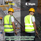 BeautyWill Safety Vest Custom Logo Class2 High Visibility Reflective Vest with 5 Pockets Construction Security Work Vest ANSI/ISEA Standards（Yellow，4XL ）