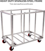10 Bushels Laundry Cart Commercial/Home,Heavy Duty Large Stainless Steel Rolling Laundry Basket with Wheels，for Laundry Organizer and Storage,260LBS Load (Brown)