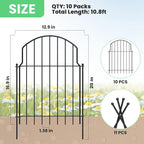 10Pcs Decorative Garden Fence, 20in(H)/10.8ft(L) Rustproof Metal Fences Animal Barrier Outdoor for Yard, Flower Bed Edging Ornamental Border Panel for Dogs, Rabbits, Dig Defence, Garden Decor, Patio