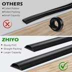 Cord Cover Floor 6.6ft (2 x L3.3ft), Large Capacity Floor Cable Cover, Hard PVC Cord Hider, Wire Cable Management Raceway, Black, Cord Cavity - 1.8"(W) x 0.6"(H)