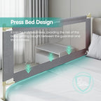 Bed Rails for Toddlers，Toddler Bed Rails，Bed Rail for Baby - Adjustable Height Bed Guard with Child Safety Lock, Universal Fit for King/Full/Twin Beds (Grey, 1 Side 47Inch)
