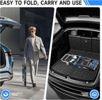 3-in-1 Heavy Duty Folding Hand Truck, 500LB Capacity Convertible Steel Dolly Cart with 360° Swivel Wheels & Telescopic Handle, Foldable Utility Wagon for Moving, Warehouse and Shopping