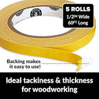 HIPPIE CRAFTER 5 Pack Double Sided Tape for Woodworking, 1/2 Inch Wide Heavy-Duty Sticky Tape for CNC Machines and Routing Templates, 60 Feet Each, 300ft Total
