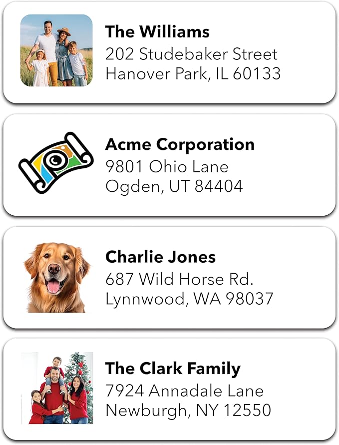 Personalized Return Address Labels (Upload Your Photo) - Custom Image Address Stickers on Sheets (50-1000 Labels)