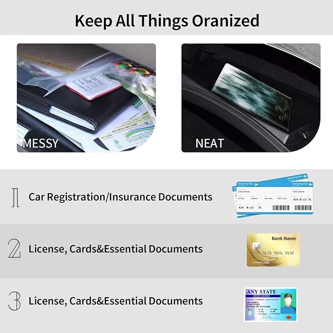 Car Registration and Insurance Holder, Leather Car Glove Box Organizer, Cool Car Accessories for ID, Driver's License Cards & Essential Document,business cards,Men&WomenNature Mountain Forest