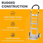 Fully Assembled Foldable Hand Truck with 8" Mold-On Rubber Wheels – Horizontal Loop Handle. 500 Lb. Capacity Dolly for Travel, Moving and Office Use | 14 X 7.5 Extruded Aluminum Nose Plate