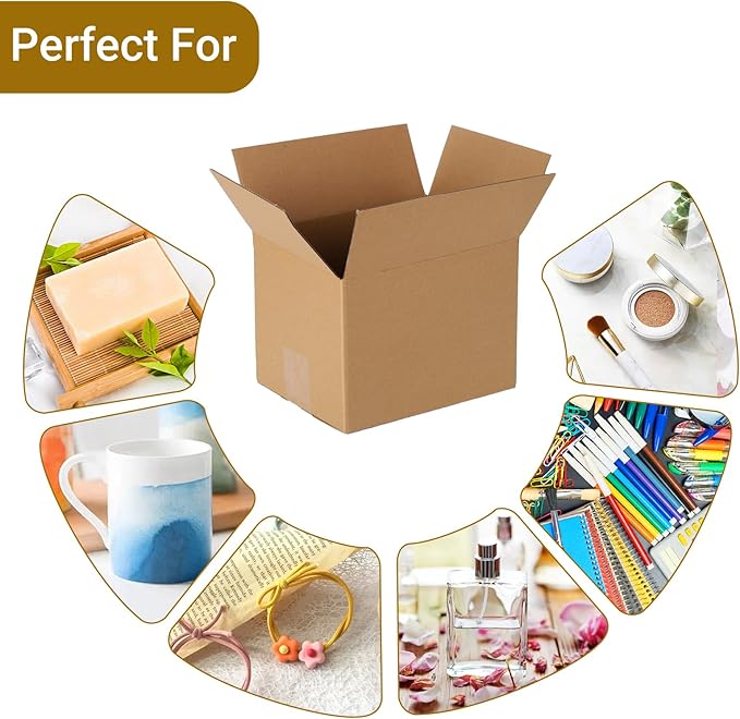 40 pack 8x6x6 inch Cardboard Box Mailers, Kraft Corrugated Mailer Cardboard Shipping Boxes For Small Business, Mailing, Packing and Storage