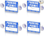 4 Pack Parking Permit Holder for Car Windshield,Acrylic Pass Holder with Strong Suction Cup,Clear Parking Tag Holder for Parking Permit,Vehicle Permit,Toll Pass,Name Card(4x3in)