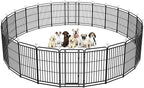 Heavy Duty Dog Playpen: 24 Steel Panels 47" Height, Square Steel Pipe with Reinforced Crossbars, 54FT 227 Sq.ft Portable Fence for Yard RV Camping, Snowy Black