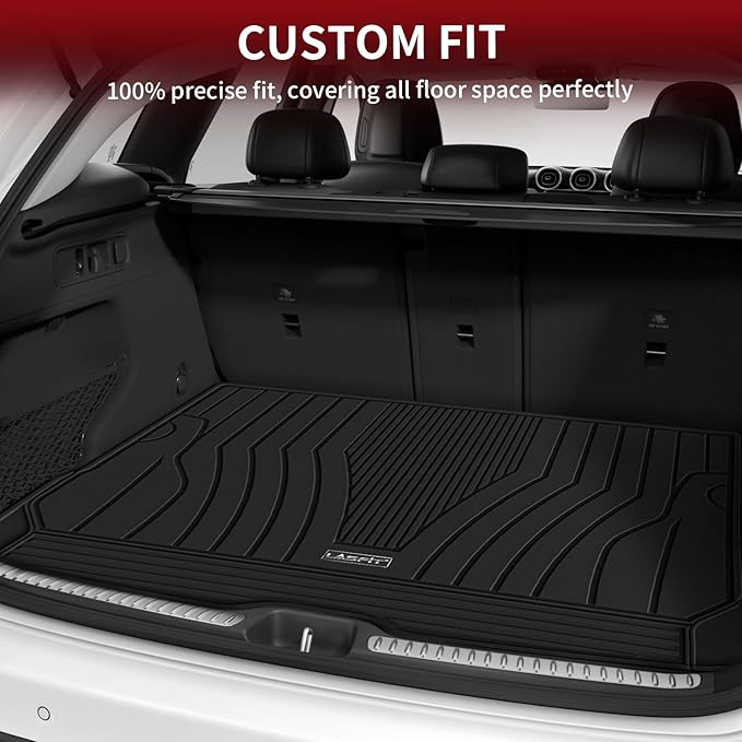 LASFIT Cargo Mat for Mercedes Benz GLC SUV 2026 2025 2024 2023 300 / AMG / 63AMG S E (Not Fit PHEV (350e)), All Weather TPE Cargo Liner Custom Fit GLC 2023-2026 Trunk Mat, Black