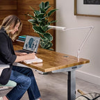 UPLIFTDESK E7 LED Desk Lamp with Clamp, Black Lamp with Silver Base