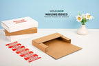 50 Pack 9x6x1.3 inch Shipping Boxes, Easy-Fold Multi-Depth DVD Mailer Box with Fragile Stickers for Mailing, Storing, Package, Gifts, Crafts, Business or Home, Brown