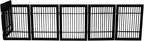 Pet Dog Gate Strong and Durable Freestanding Folding Acacia Hardwood Portable Wooden Fence Indoors or Outdoors by Urnporium (Black Pet Gate, 6 Panel 24" Tall)