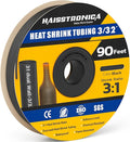 haisstronica 3:1 Heat Shrink Tubing, Shrink Ratio Adhesive Lined Marine Grade Heat Shrink Tube for Home, Automotive and Industrial (Black) 90FT 3/32inch