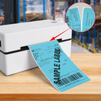 Blue Thermal Labels 3 × 5 Inch Vinyl Self-Adhesive Fanfold Direct Shipping Stickers Waterproof Perforated Printer Decal for Office Warehouse Barcode 300 PCS