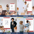 TSJ OFFICE Mobile Whiteboard Magnetic - 40 x 26 Inches Dry Erase Board on Wheel with Stand Flipchart Easel Height Adjustable,Red