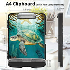 Clipboard with Storage High Capacity Plastic Nursing Clipboards with Pen Holder File Folder Storage Box Clipboard with Heavy Duty Clips for Teacher,Doctor,Offices-Turtle